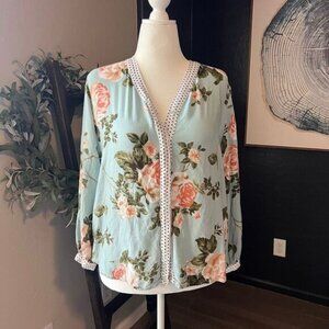 Soft Surroundings Montage Shirt Mismatched Floral Tunic Blouse‎ XL